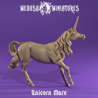 unicornio yegua medusa miniaturas mesa caracteres criaturas fantasía universo dragones mazmorras leyenda mítico rpg caballo mito 28mm pionero tabltop 3d print model - Mito3D