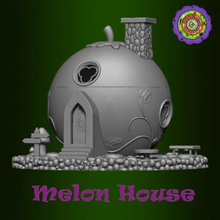 melon house c2dwellers Tabletop 3D Printable Terrain Fantasy building fruit rpg terrain tabletop fruits dnd 3d print model - Mito3D