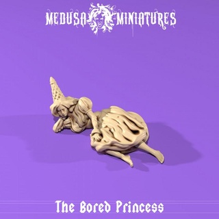 aburrido princesa acostado tedio pre supported medusa miniaturas mesa caracteres criaturas fantasía universo dragones mazmorras 28mm 3d print model - Mito3D