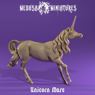 Licorne jument pre supported méduse miniatures table personnages créatures fantaisie univers belle mignonne dragons donjons rpg cheval cavalerie 28mm 3d print model - Mito3D