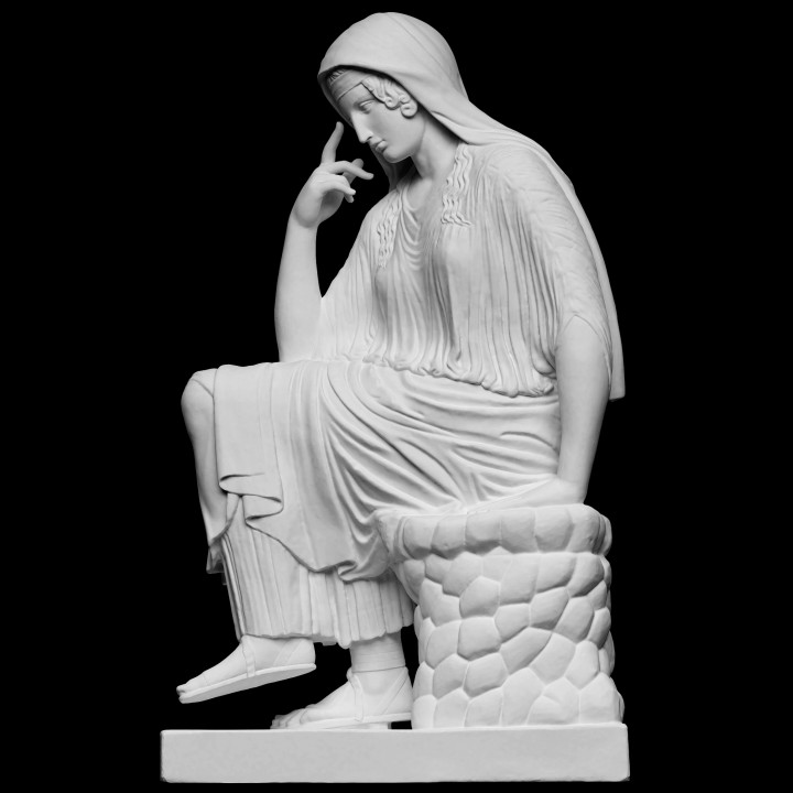 seated woman penelope scan greek roman sculpture mourning veil cc0 openglam artec-eva smk-open adrogynous 3D print model - Mito3D