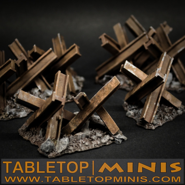tanque armadilha tabletopminis tampo mesa 3D imprimível terreno guerra jogos martelo ouriço armadilhas 3D print model - Mito3D