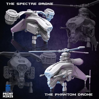 police drones - hover & blades raid zadorn collection print minis Tabletop Characters Creatures Sci-Fi Universe Vehicles Machines aircraft craft helicopter sci-fi ship space drone cyberpunk flight 3d print model - Mito3D