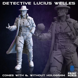 detective lucius welles - raid zadorn collection print minis Tabletop Characters & Creatures Sci-Fi Universe sci-fi character cyberpunk police officer npc investigator 3d print model - Mito3D