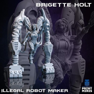brigette holt x2 - robot maker raid zadorn collection print minis Tabletop Characters & Creatures Sci-Fi Universe android female sci-fi soldier character engineer mech cyberpunk 3d print model - Mito3D