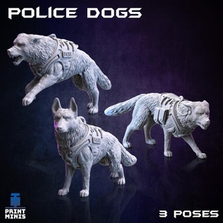 polis köpekler x3 baskın Zadorn Toplamak Yazdır minis masaüstü karakterler yaratıklar Sci Fi Evren köpek av köpeği yasa Evcil Hayvan sci fi Arkadaş askeri memurlar 3d print model - Mito3D