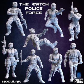 watch cyberpunk police 2 - raid zadorn collection print minis Tabletop Characters & Creatures Sci-Fi Universe law modular sci-fi military soldiers officer cops 3d print model - Mito3D
