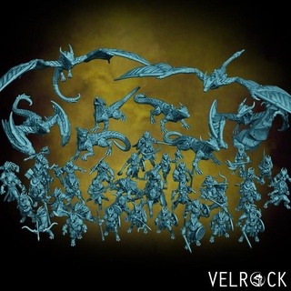 compagnie dragons pack 54 dragon miniatures présupporté velrock art table personnages créatures fantaisie univers combattant garde rpg soldat sorcier dragonborn paladin coquin dnd Wyvern canard clerc éclaireur barde dungeons and half dragonfolk 3d print model - Mito3D