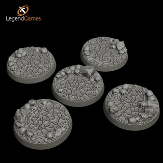 legendgames 32mm round skull cracked earth bases x5 legend games Tabletop 3D Printable Terrain Fantasy city figure gothic wargames warhammer miniature tabletop frostgrave post-apocalyptic cursed sigmar ttrpg skirlish apocatlpse 3d print model - Mito3D