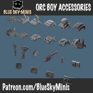 orc boy accessories blue sky minis Tabletop Characters & Creatures Sci-Fi Universe miniatures ork paint tabletop 28mm 32mm 3d print model - Mito3D