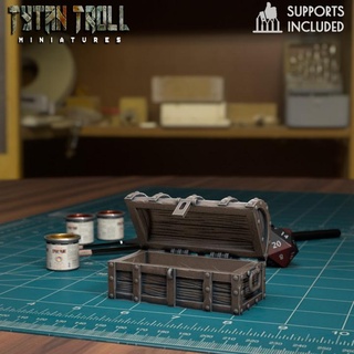 treasure chest open pre-supported tytantroll miniatures Store dragons dungeons 32mm mimic presupport presupported 3d print model - Mito3D