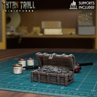 treasure chest filled pre-supported tytantroll miniatures Store dungeons scale 3dprinting 32mm presupported supported 3d print model - Mito3D