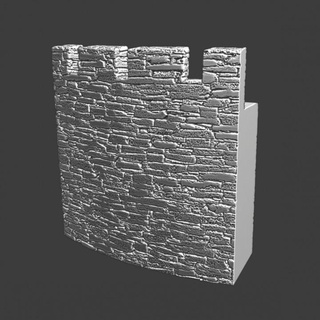 curved wall section - modular castle system northern crusades miniatures Tabletop Characters & Creatures Historical Universe 3D Printable Terrain printable model wargaming miniature tabletop 28mm scenery fortress 3d print model - Mito3D