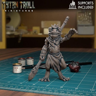 frogfolk 03 pre-supported tytantroll miniatures Store fantasy scale tribal minis 32mm bullywug spearman grung presupported 3d print model - Mito3D