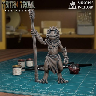 frogfolk 04 pre-supported tytantroll miniatures  Store dragons dungeons fantasy miniatures scale spear miniature frog dnd 32mm bullywug grung  3d print model - Mito3D