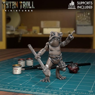 frogfolk 06 pre supported tytantroll miniature negozio draghi dungeon scala minis dnd rane 32mm bullywugs grungs 3d print model - Mito3D