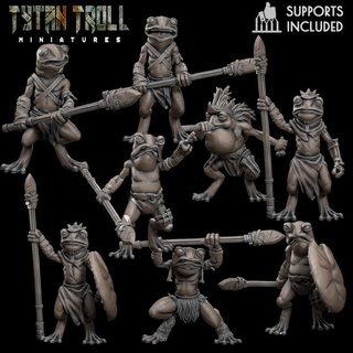 frog folk bundle pre-supported tytantroll miniatures dragons dungeons fantasy men scale minis dnd 32mm frogfolk bullywugs grungs 3d print model - Mito3D
