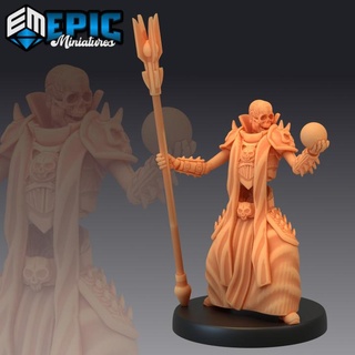skeleton army warlock necromancer undead wizard epic-miniatures Store fantasy medieval monster rpg warhammer sla enemy tabletop dungeon dnd pathfinder npc pre-supported supported pre 3d print model - Mito3D