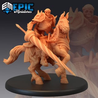 skeleton army lance rider undead cavalry soldier epic-miniatures Store fantasy medieval monster rpg warhammer sla enemy tabletop dungeon dnd pathfinder npc pre-supported supported pre 3d print model - Mito3D