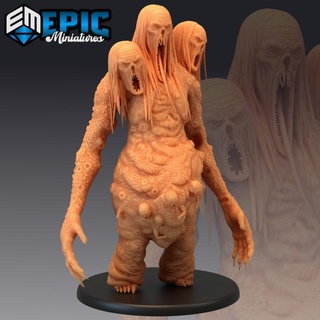 three headed abomination flesh horror undead encounter epic-miniatures Store fantasy medieval monster rpg warhammer sla enemy tabletop dungeon dnd pathfinder npc pre-supported supported pre 3d print model - Mito3D