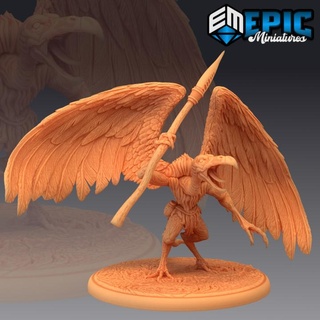vulture demon spear demonic encounter winged devil epic-miniatures Store fantasy medieval monster rpg warhammer sla enemy tabletop dungeon dnd pathfinder npc pre-supported supported pre 3d print model - Mito3D