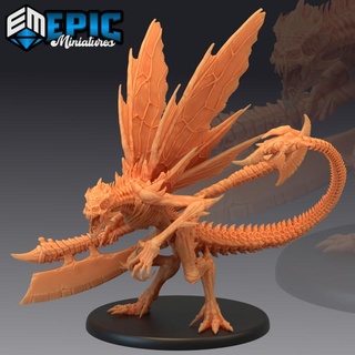 bone devil axe skeleton demon winged skull encounter epic-miniatures Store fantasy medieval monster rpg warhammer sla enemy tabletop dungeon dnd pathfinder npc pre-supported supported pre 3d print model - Mito3D