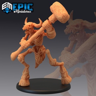 minotaur skeleton hammer undead encounter skull head animal epic-miniatures Store fantasy medieval monster rpg warhammer sla enemy tabletop dungeon dnd pathfinder npc pre-supported supported pre 3d print model - Mito3D