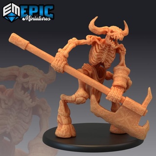 minotaur skeleton axe undead encounter skull head animal epic-miniatures Store fantasy medieval monster rpg warhammer sla enemy tabletop dungeon dnd pathfinder npc pre-supported supported pre 3d print model - Mito3D