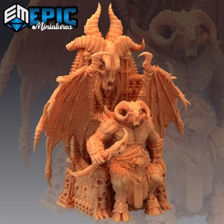 orc demon lord throne bone devil undead boss winged skull encounter epic-miniatures Store fantasy medieval monster rpg skeleton warhammer sla enemy tabletop dungeon dnd pathfinder orcus npc pre-supported supported pre 3d print model - Mito3D
