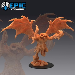 orc demon lord attacking bone devil undead boss winged skull encounter epic-miniatures Store fantasy medieval monster rpg warhammer sla enemy tabletop dungeon dnd pathfinder orcus npc pre-supported supported pre 3d print model - Mito3D