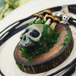 skull mushrooms pendant wall decoration xzxs Home & Garden Homeware Ornaments forest home necklace jewelry mushroom decor fungi shrooms mossy 3d print model - Mito3D