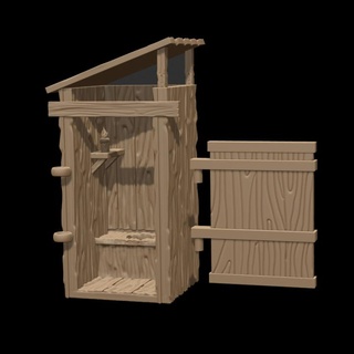 medieval banheiro externo Philip miniaturas loja tampo mesa 3D imprimível terreno fantasia miniatura cena jogo tabuleiro aventura cabine cenário acampamento 3d print model - Mito3D