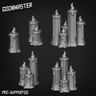 basing bits 34 - candles goon master Tabletop 3D Printable Terrain candle gothic light mini models parts temple terrain wargaming church tabletop flame wax bases scatter 3d print model - Mito3D
