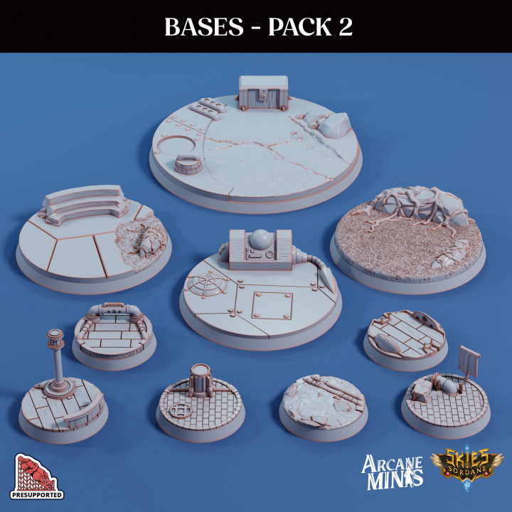 basi pacco 2 arcano minis Drago draghi dungeon gioco ruolo rpg In piedi Magia steampunk base 50mm prigione 50 d dnd tema 75 sta 25mm 75mm 25 5e eberron pre supported arcanapunk magipunk magitech sordane supportato cieli arcanepresupported temi themed 3D print model - Mito3D