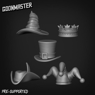 basing bits 64 - hats goon master Tabletop Characters & Creatures Fantasy Universe crown mini models parts terrain top wargaming witch tabletop jester bases scatter musketeer 3d print model - Mito3D
