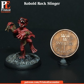 kobold rock slinger printed encounter Tabletop Characters & Creatures Fantasy Universe mini rpg miniature dnd sling kobolds 3d print model - Mito3D