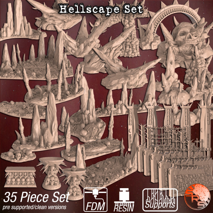 infierno temático dispersión terreno srs estudios mesa 3D imprimible fantasía demonio 40k diablo juego azar medieval miniaturas rpg martillo guerra sangre calaveras dnd pintura miniatura ttrpg lluvia khorne dndminiatures 3D print model - Mito3D