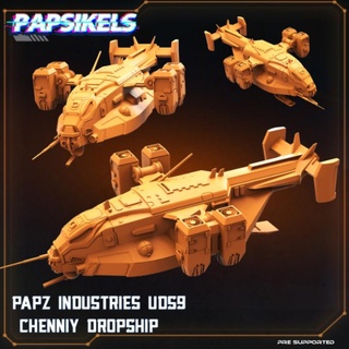 papz industries uds9 chenniy dropship papsikels miniatures Tabletop Characters & Creatures Sci-Fi Universe Vehicles Machines ship drop 3d print model - Mito3D