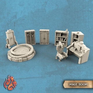 wizard tower room accessories crippled god foundry Store Tabletop 3D Printable Terrain Fantasy desk fantasy rpg props portal mirror throne patreon library dnd cupboard bookcase pathfinder furnitures cgf 3d print model - Mito3D