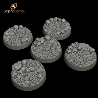 legendgames 25mm round skull cracked earth bases x5 legend games Tabletop 3D Printable Terrain Fantasy gothic wargames warhammer skulls tabletop wh40k skirmish sigmar aos ttrpg grimdark 3d print model - Mito3D