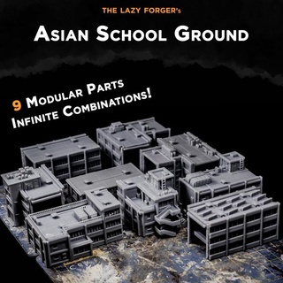 Asya okul zemin tembel İşlemek masaüstü 3D yazdırılabilir arazi bina Kent epik Japonca modern modüler yapı minyatür bilimkurgu fow savaş oyunu 6mm 10mm 15mm Battletech ölçülebilir 3d print model - Mito3D