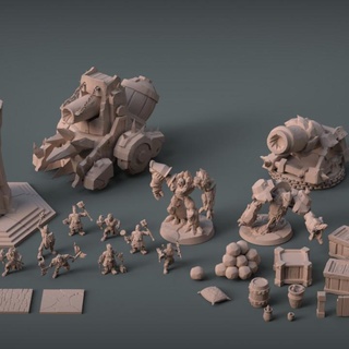 dwarfs siege golem april pack imp3dsion Tabletop Characters & Creatures 3D Printable Terrain Fantasy burn tank war fire soldiers iron elemental magma 3d print model - Mito3D