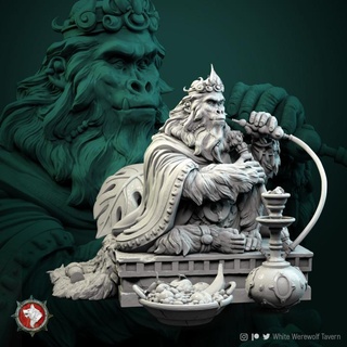 kruh monkey king 32mm 75mm pre-supported white werewolf tavern Tabletop Characters & Creatures Fantasy Universe Store creature character dnd dndcreature 3d print model - Mito3D