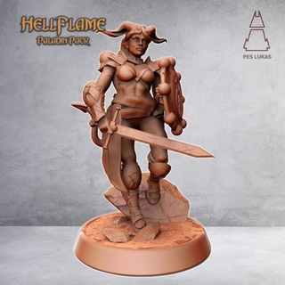 tiefling paladin pes lukas Tabletop Characters & Creatures Fantasy Universe fantasy female fighter hero knight sword warrior miniature holy dnd pathfinder hellflame 3d print model - Mito3D