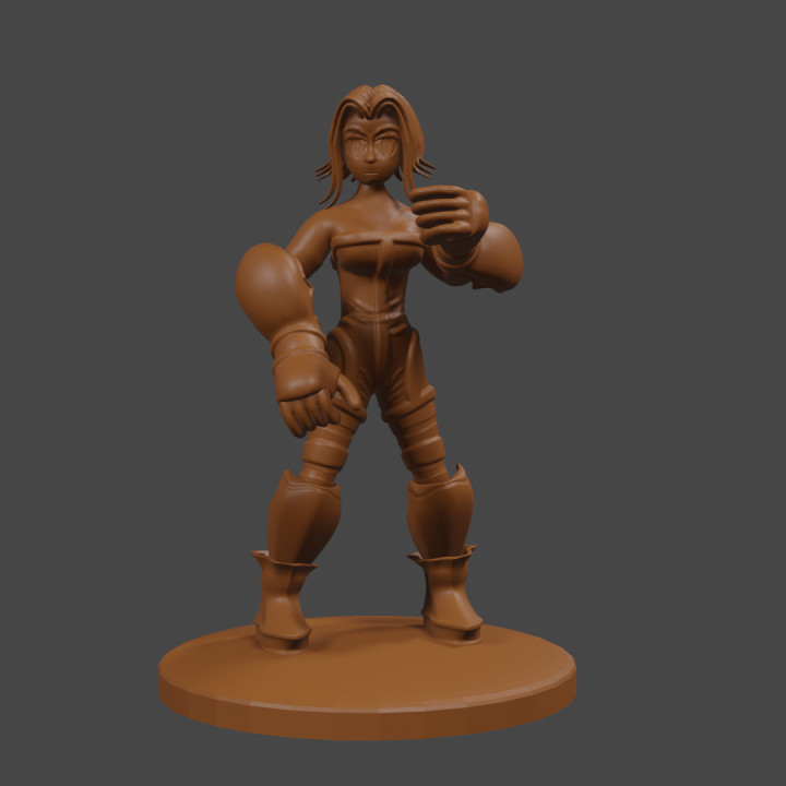 fantasia táticas inspirado fêmea monge tampo mesa dnd miniatura alemão Munoz ventilador arte personagens criaturas universo lutador brigão desarmado marcial 3D print model - Mito3D