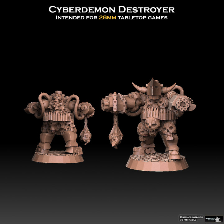 cyberdemon destroyer sharedog miniatures Tabletop Characters & Creatures Sci-Fi Universe demon 40k android devil monster robot skeleton undead viking warhammer scifi cyborg spacemarine chaos nurgle berserker gunner dreadnought khorne biomechanical 3D print model - Mito3D