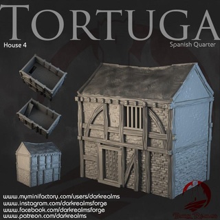 Sombrio reinos tortuga espanhol trimestre casa 4 forja loja tampo mesa 3D imprimível terreno fantasia medieval pirata 3d print model - Mito3D
