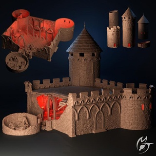 castle wyrthstolt - gothic modular openlock terrain making tlon Tabletop 3D Printable Terrain Fantasy objects tower props tile detail dungeon scenery ruin ruined presupported 3d print model - Mito3D