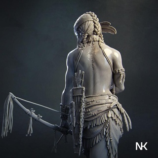 kora tribal warrior presupported nerikson Fan Art Action Figures Tabletop Characters & Creatures Fantasy Universe archer arrows female fighter girl tattoo character indian bow feather indiana nomad nativeamerican tribe 3d print model - Mito3D