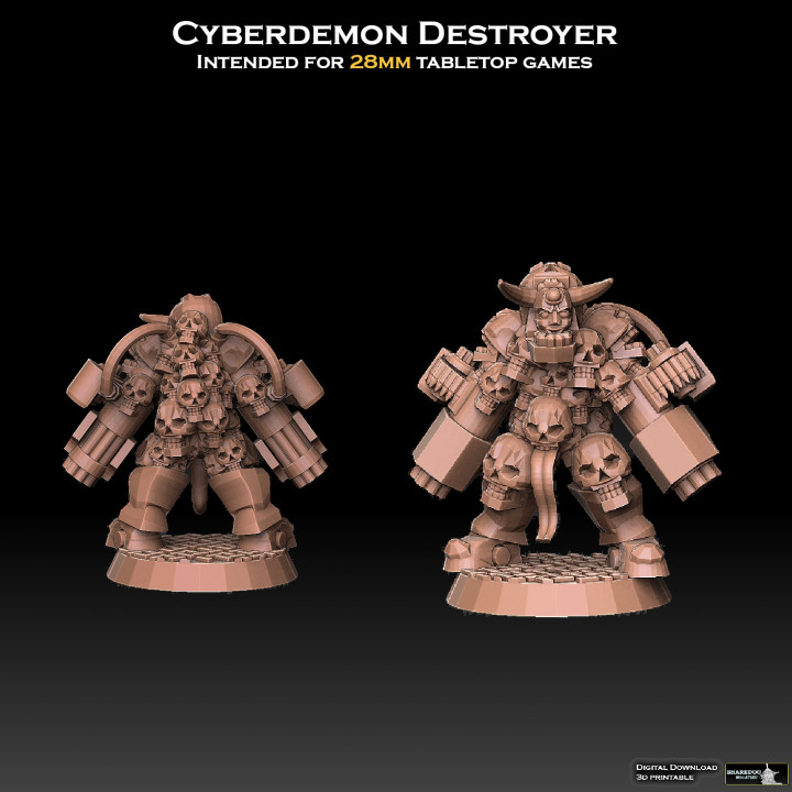 ciberdemonio destructor perro compartido miniaturas mesa caracteres criaturas Sci Fi universo demonio 40k androide bárbaro bestia diablo monstruo robot esqueleto muertos vivientes mutante terminador cyborg minigun caos Nurgle frenético acorazado khorne 3D print model - Mito3D